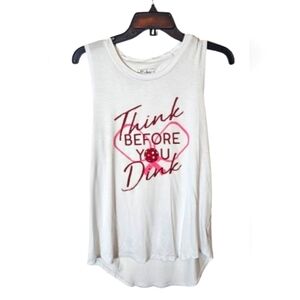 Miken Flow Pickleball Think Before You Dink White Tank Top with Pink  Size Med